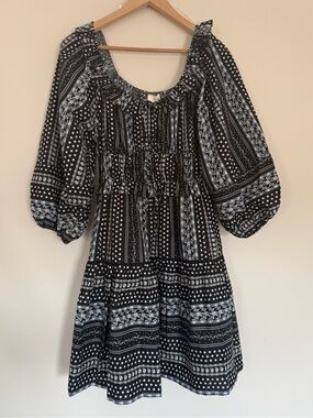 NWT Anthologie entro Wine Country Cutie Floral Black Mini Dress Sz L